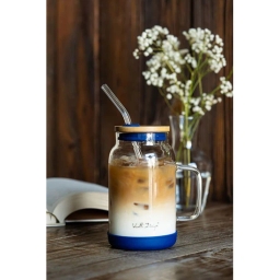 Słoik szklany ze słomką Vialli Design Fuori 600ml 29811 (granatowy) - miniatura 4