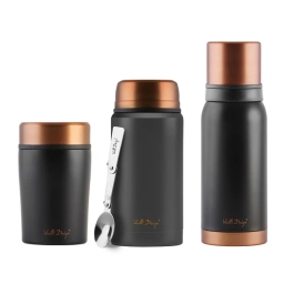 Zestaw termos Vialli Design FUORI (500ml+750ml+1000ml) - czarny / rose gold - miniatura 1
