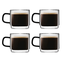 Szklanki termiczne do kawy espresso Vialli Design CARBON 80ml (4szt.) - miniatura 1