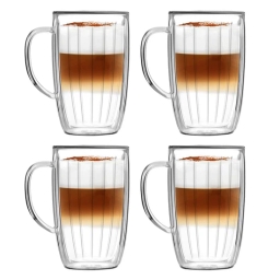 Szklanki termiczne do kawy i herbaty wysokie z uchem Vialli Design TULIP 350ml (4szt.) 28975 - miniatura 1