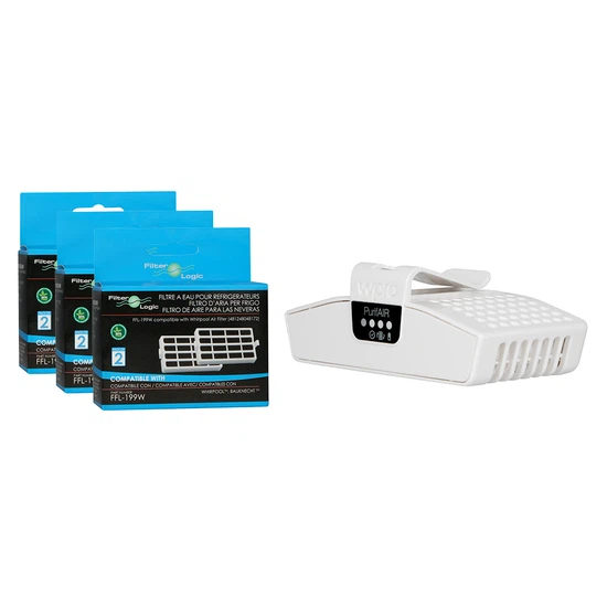Filtr wkład powietrza do lodówki FilterLogic FFL-199W (6szt.) + elektroniczny pochłaniacz zapachów WPRO 484000008928 GRATIS - miniatura 1