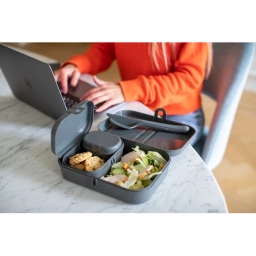 Lunchbox zestaw + sztućce Koziol PASCAL READY 7168701 (popielaty) - miniatura 3