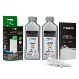 Zestaw do konserwacji ekspresu Saeco (FilterLogic CFL-902B + odkamieniacz Saeco CA6700/99 500 ml (2x250 ml) + tabl. czyszczące Saeco CA6704 + smar Saeco HD5061/01) - miniatura 1