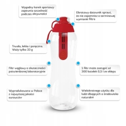 Butelka filtrująca DAFI 0,5L +3 filtry (czerwona) - miniatura 8
