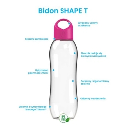 Bidon na wodę Dafi SHAPE 0,7L (flamingowy) - miniatura 5