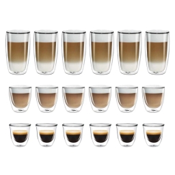 Zestaw szklanek do espresso, latte i cappuccino FilterLogic (razem 18szt.) - miniatura 1