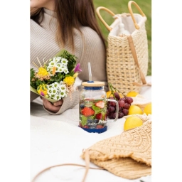 Słoik szklany ze słomką Vialli Design Fuori 600ml 29811 (granatowy) - miniatura 5