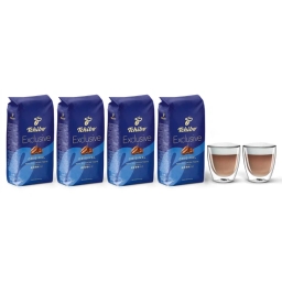 Kawa ziarnista Tchibo Exclusive 4kg + szklanki termiczne do cappuccino FilterLogic CFL-660 w zestawie - miniatura 1