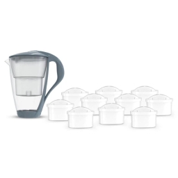 Dzbanek filtrujący szklany Dafi Crystal LED +10 filtrów UNIMAX (stalowy) - miniatura 1