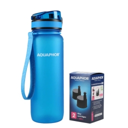 Butelka filtrująca wodę Aquaphor City 800ml (niebieska) + opakowanie filtrów - miniatura 1