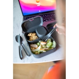 Lunchbox zestaw + sztućce Koziol PASCAL READY 7168701 (popielaty) - miniatura 5