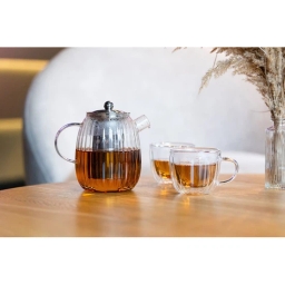 Zaparzacz do herbaty szklany Vialli Design TULIP 1000ml 29309 (srebrny mat) - miniatura 4