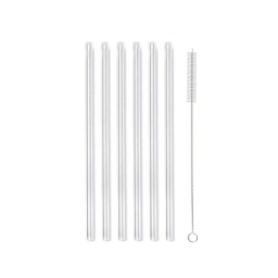 Ekologiczne słomki szklane proste Vialli Design VITA 20cm (6szt.) + szczoteczka do czyszczenia 26605 - miniatura 1