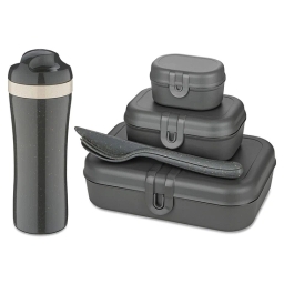 Zestaw śniadaniowy Koziol (lunchbox PASCAL + butelka bidon na wodę 425ml) popielaty - miniatura 1