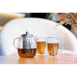 Zaparzacz do herbaty szklany Vialli Design TULIP 1000ml 29309 (srebrny mat) - miniatura 5