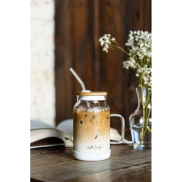 Słoik szklany ze słomką Vialli Design Fuori 600ml 29835 (biały) - miniatura 4