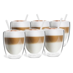 Szklanki termiczne do kawy Vialli Design VITA 320ml (zestaw 6szt.) + słomki szklane 26858 - miniatura 2