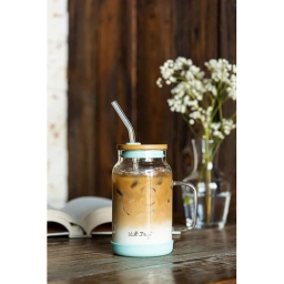 Słoik szklany ze słomką Vialli Design Fuori 600ml 29859 (miętowy) - miniatura 6