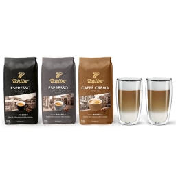 Kawa ziarnista Tchibo Sicilia / Milano / Intense 3kg+ szklanki termiczne do latte FilterLogic CFL-670 w zestawie - miniatura 1