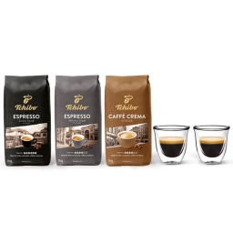 Kawa ziarnista Tchibo Sicilia / Milano / Intense 3kg+ szklanki termiczne do espresso FilterLogic CFL-655 w zestawie - miniatura 1