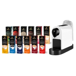Ekspres ciśnieniowy na kapsułki Tchibo Cafissimo PURE+ (biały) + 120 kapsułek (zestaw degustacyjny) - miniatura 1