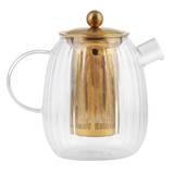 Zaparzacz do herbaty szklany Vialli Design TULIP 1000ml 29316 (złoty mat)