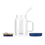 Słoik szklany ze słomką Vialli Design Fuori 600ml 29811 (granatowy)