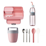 Zestaw śniadaniowy Mepal Take a Break Ellipse (lunchbox Large + lunchpot + butelka 700ml + sztućce) Nordic Pink (różowy)