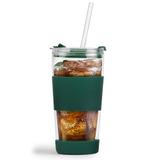 Szklany kubek do kawy ze słomką Vialli Design FUORI 600ml 30398 (zielony)