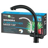 Bateria kuchenna trojdrożna kran FilterLogic Madeira (czarna / gun black)