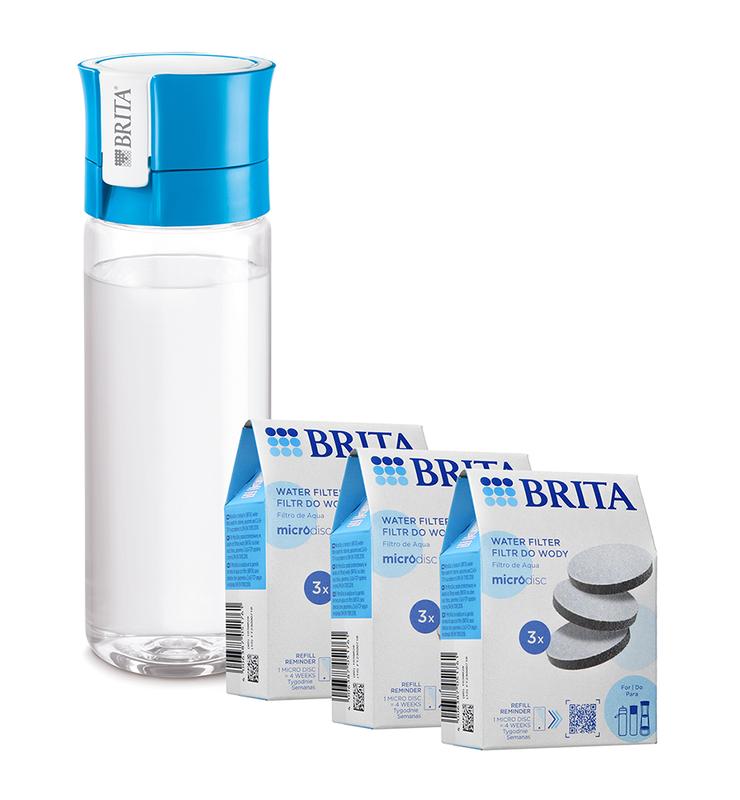 Butelka filtrująca Brita Fill&Go (niebieska) + 9szt. filtrów Microdisk