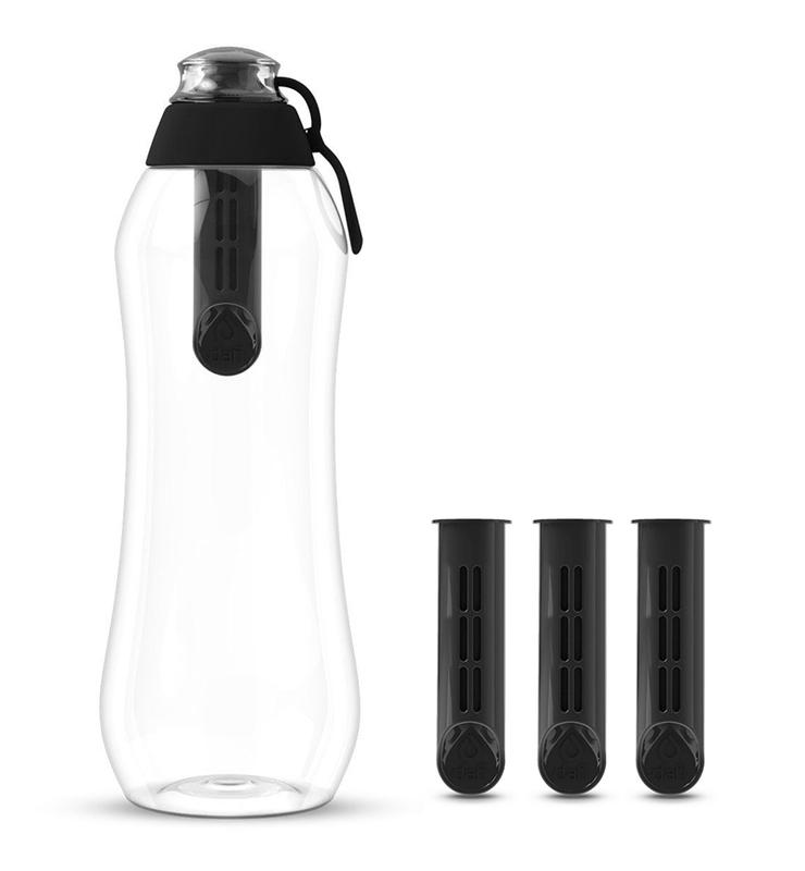 Butelka filtrująca wode DAFI 0,7L +4 filtry w zestawie (antracyt / czarny)