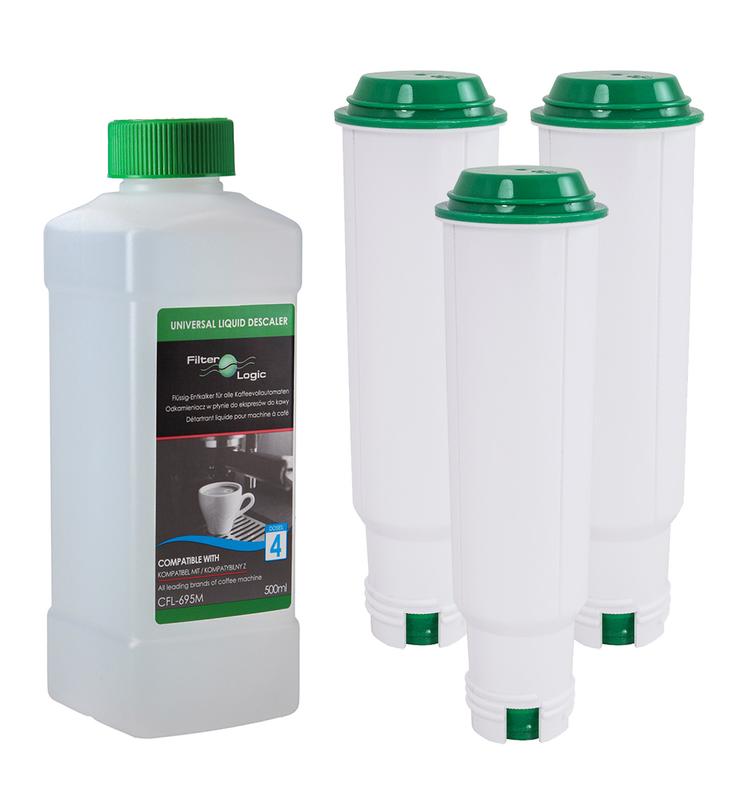 Filtr wody do ekspresu Krups FilterLogic CFL-701B (3szt.) + odkamieniacz 500ml CFL-695