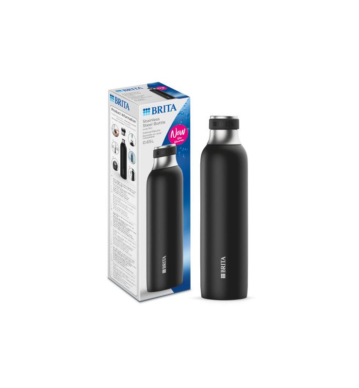 Butelka ze stali nierdzewnej do saturatora Brita SodaTrio 650ml (czarna)