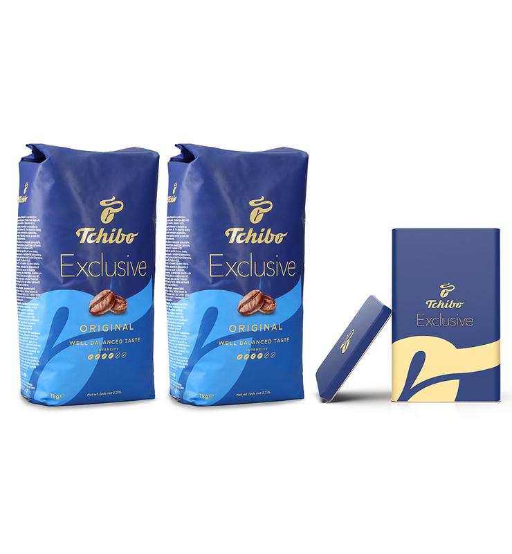 Kawa ziarnista Tchibo Exclusive 2x1 kg + puszka na kawę