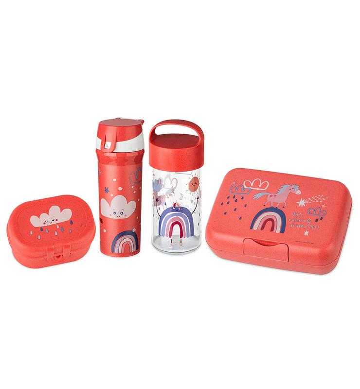 Zestaw śniadaniowy dla dzieci duży Koziol DREAMS (lunchbox + lunchbox mini + snackpot + butelka bidon na wodę 500ml)