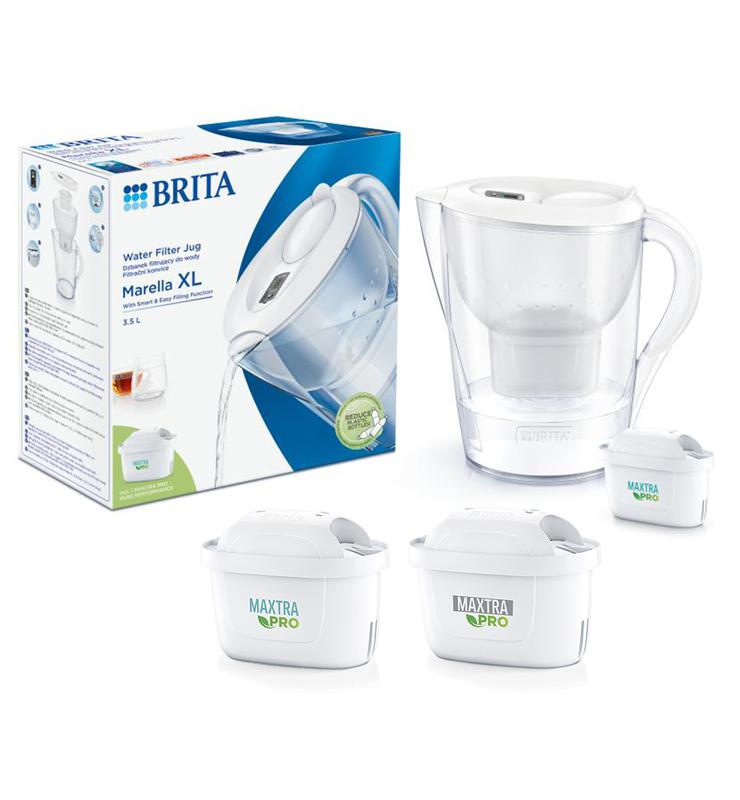 Dzbanek filtrujący Brita Marella XL (biały) + 1x filtr Maxtra+ Pure Performance + 1x filtr Maxtra+ Hard Water