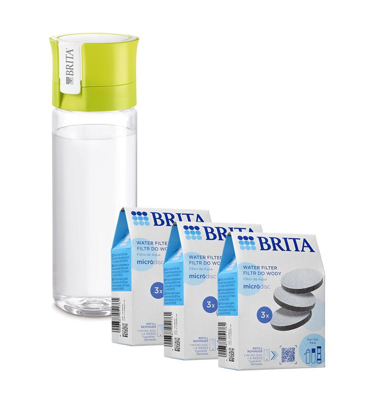 Butelka filtrująca Brita Fill&Go (limonka) + 9szt. filtrów Microdisk