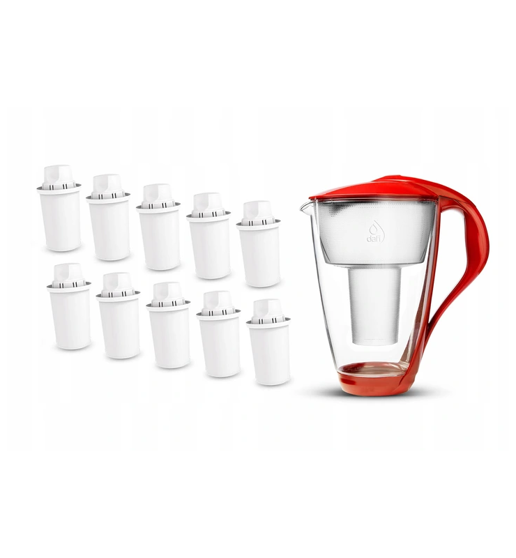Dzbanek filtrujący Dafi Crystal (czerwony) +10 filtrów Dafi Classic