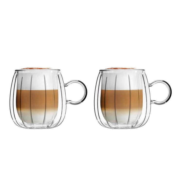 Szklanki termiczne do kawy i herbaty z uchem okrągłe Vialli Design TULIP 350ml (2szt.) 28814