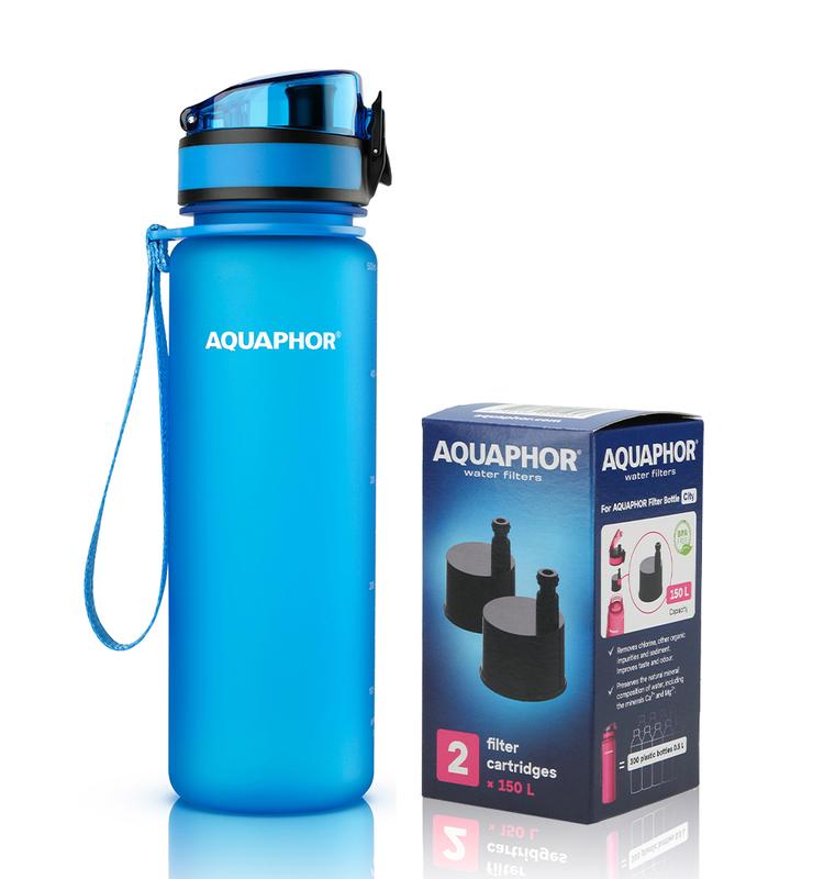 Butelka filtrująca wodę Aquaphor City 500ml (niebieska) + opakowanie filtrów