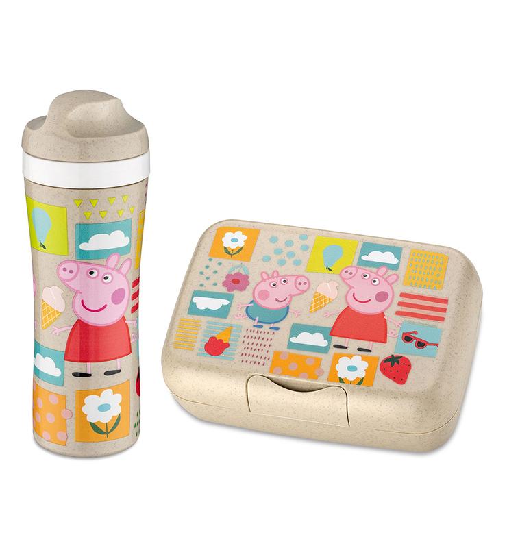 Zestaw śniadaniowy Koziol PEPPA PIG (lunchbox Candy L + butelka bidon na wodę 425ml)