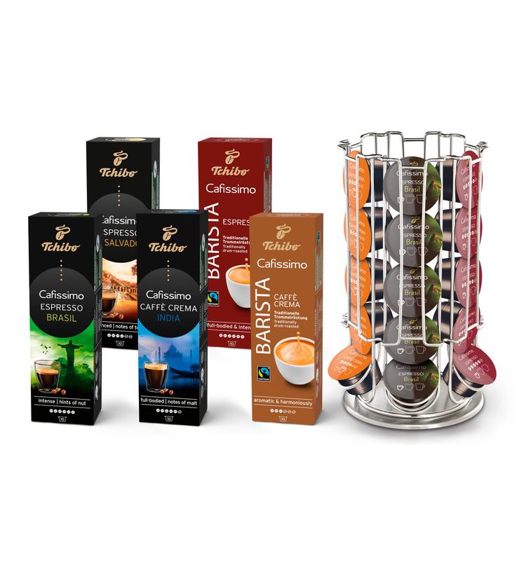 Kawa kapsułki Tchibo Cafissimo MIX promocyjny Podróże Po Świecie (50szt. + stojak w zestawie)