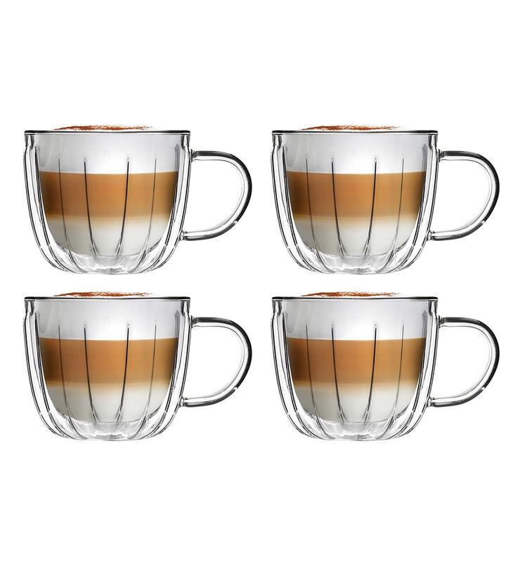 Szklanki termiczne do kawy i herbaty z uchem Vialli Design TULIP 250ml (4szt.) 28784