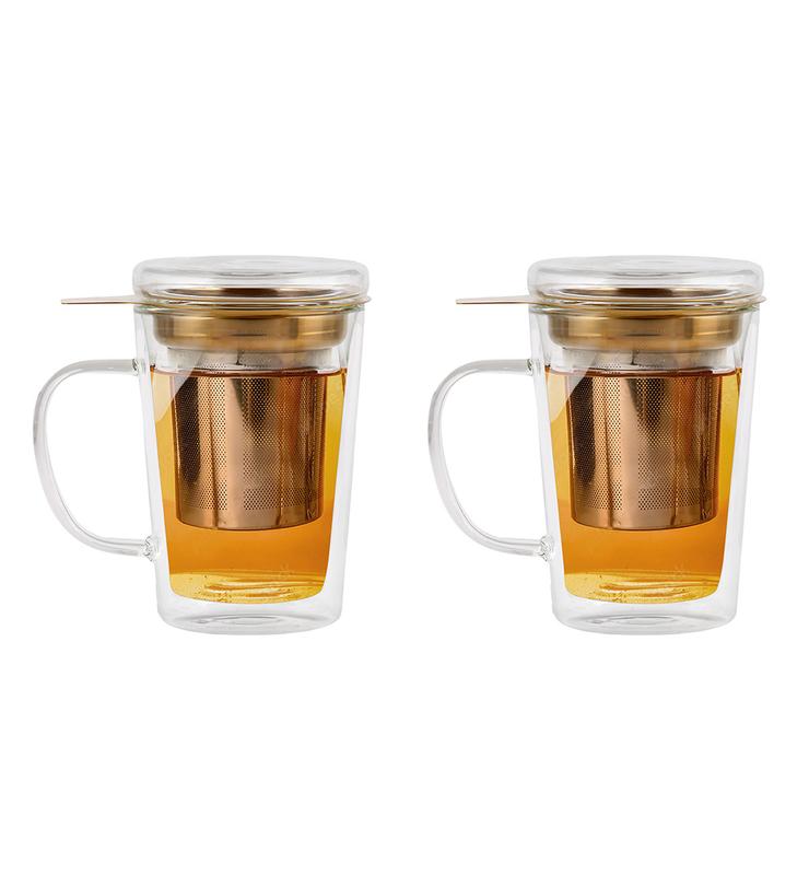 Szklanka termiczna do herbaty z zaparzaczem Vialli Design AMO 300ml 29378 (2szt.)