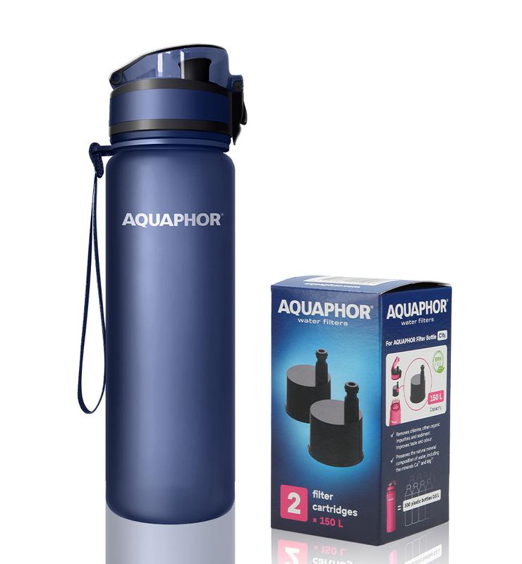 Butelka filtrująca wodę Aquaphor City 500ml (granatowa) + opakowanie filtrów