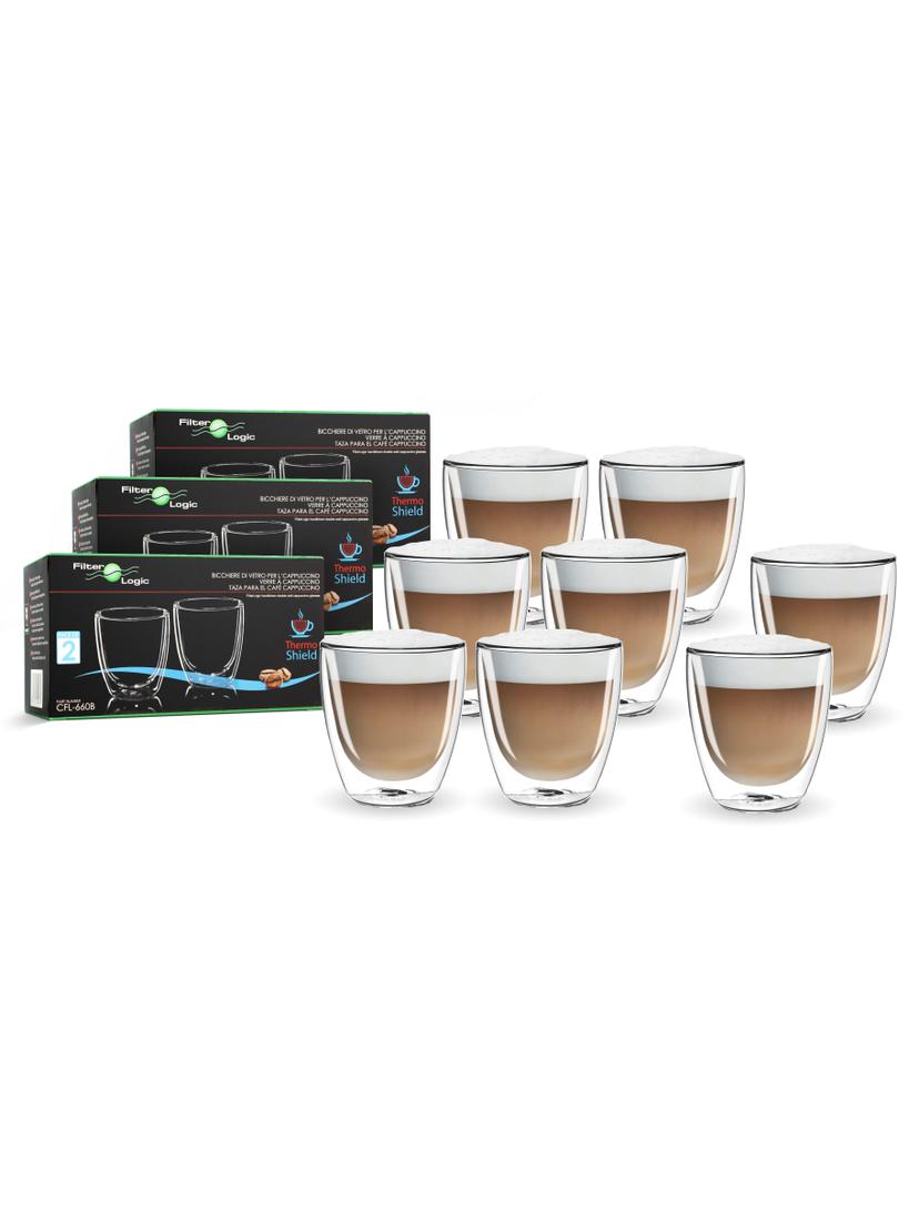 Szklanki termiczne do cappuccino FilterLogic CFL-660 3+1 ZESTAW PROMOCYJNY