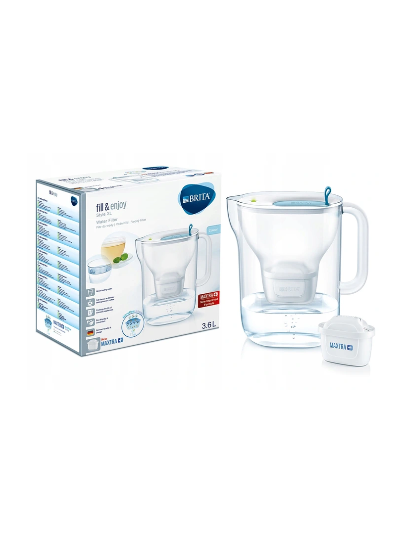 Dzbanek filtrujący Style XL (niebieski) +1 filtr MP +butelka Brita Active 0,6L (niebieska)
