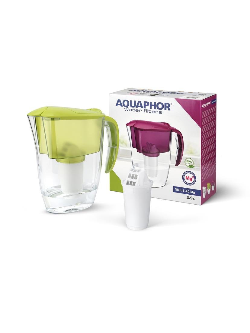 Dzbanek filtrujący wodę Aquaphor Smile +1 filtr A5 Mg+ (limonkowy)