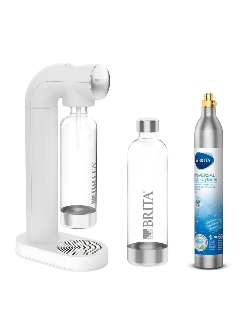 Saturator do nagazowywania wody Brita SodaOne z dodatkową butlą CO2 i zestawem butelek (biały)